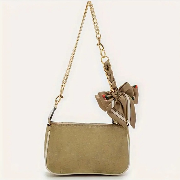 1pc Alloy Chain with Silky Scarf Bow, Decorative Shoulder Bag Extension - Picture 2 of 4